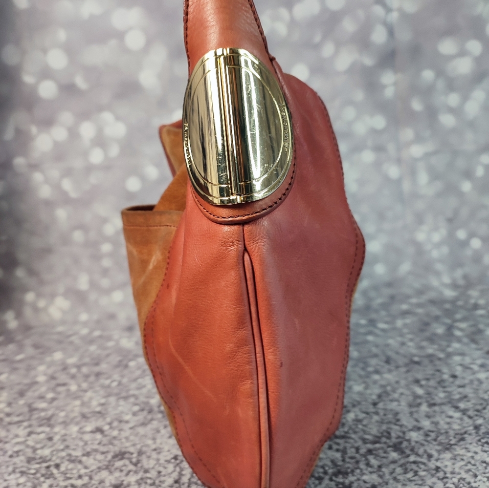 B Makowsky Suede and Leather Handbag - Picture 5 of 12